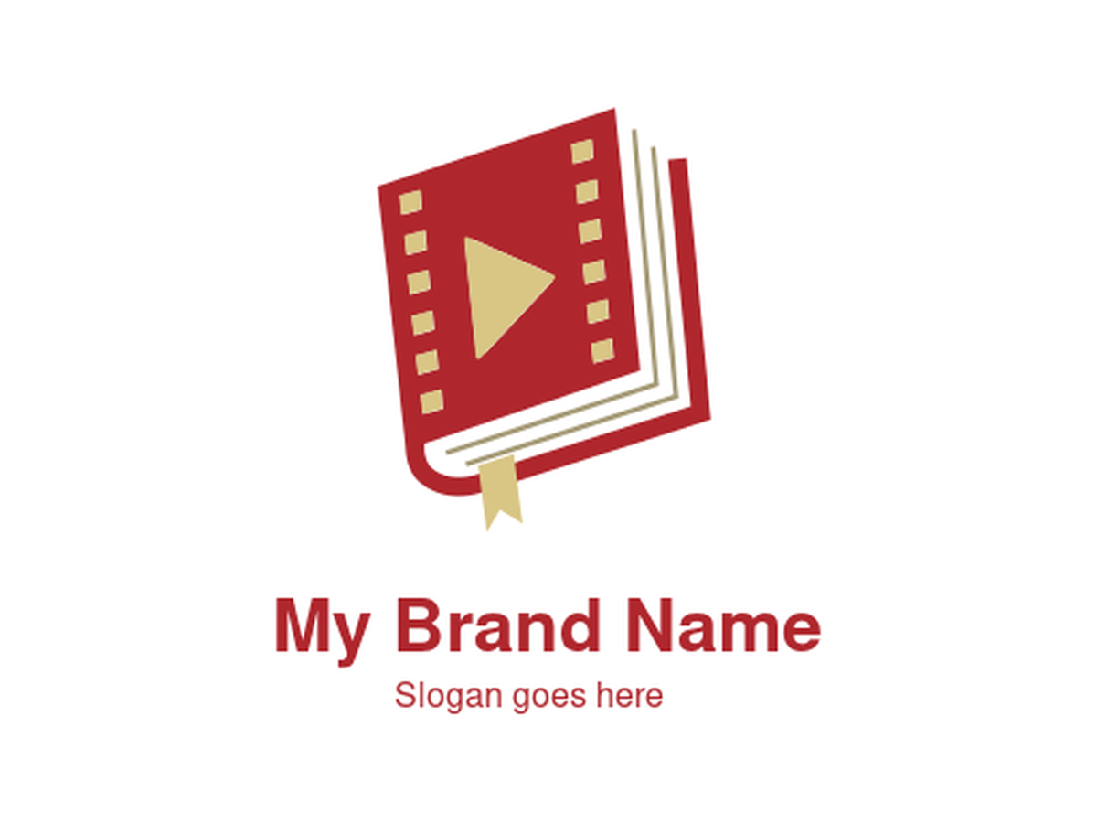 Vibrant Red Book with Play Button Logo Design for Online Educational Video Platforms and Sustainable E-Learning Course Providers